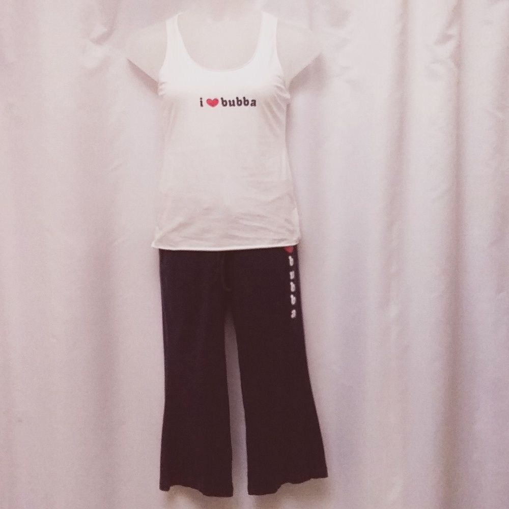 I Love Bubba Gump Shrimp Company 2 Piece Set Souvenir Tank Capris 2006 Jr Medium